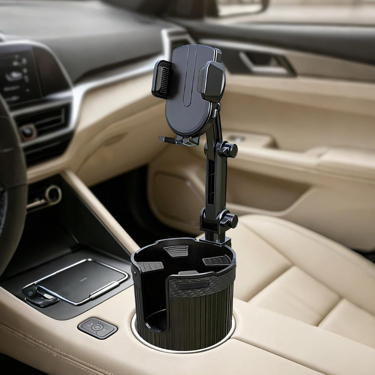 Cup Phone Holders for Your Car, Cup Holder Phone Mount, 2 in 1 Cup Holder Phone Mount with Adjustable Base, Car Cellphone Large Adapter Long Arm with 360 Degree Rotation for Vehicles (Green)