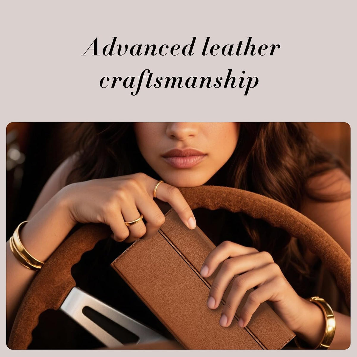 CoBak Leather Car Registration and Insurance Holder with Magnetic Compartment - Vehicle Glove Box Organizer for Driver License, Cards, Emergency Cash - Auto Truck Accessories Case, Lychee Brown