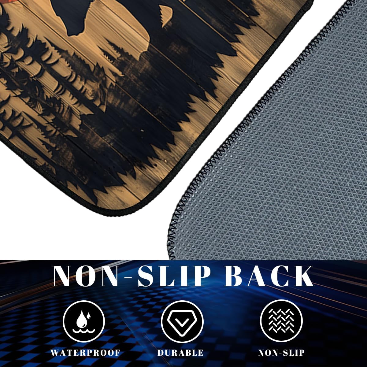 Bear Car Floor Mats Set of 4 Mountain Sunset Forest Silhouette Rustic Automotive Foot Mats Rugs Carpet for Car Non-Slip Auto Car Accessories Universal Fit Car Accessories for Truck