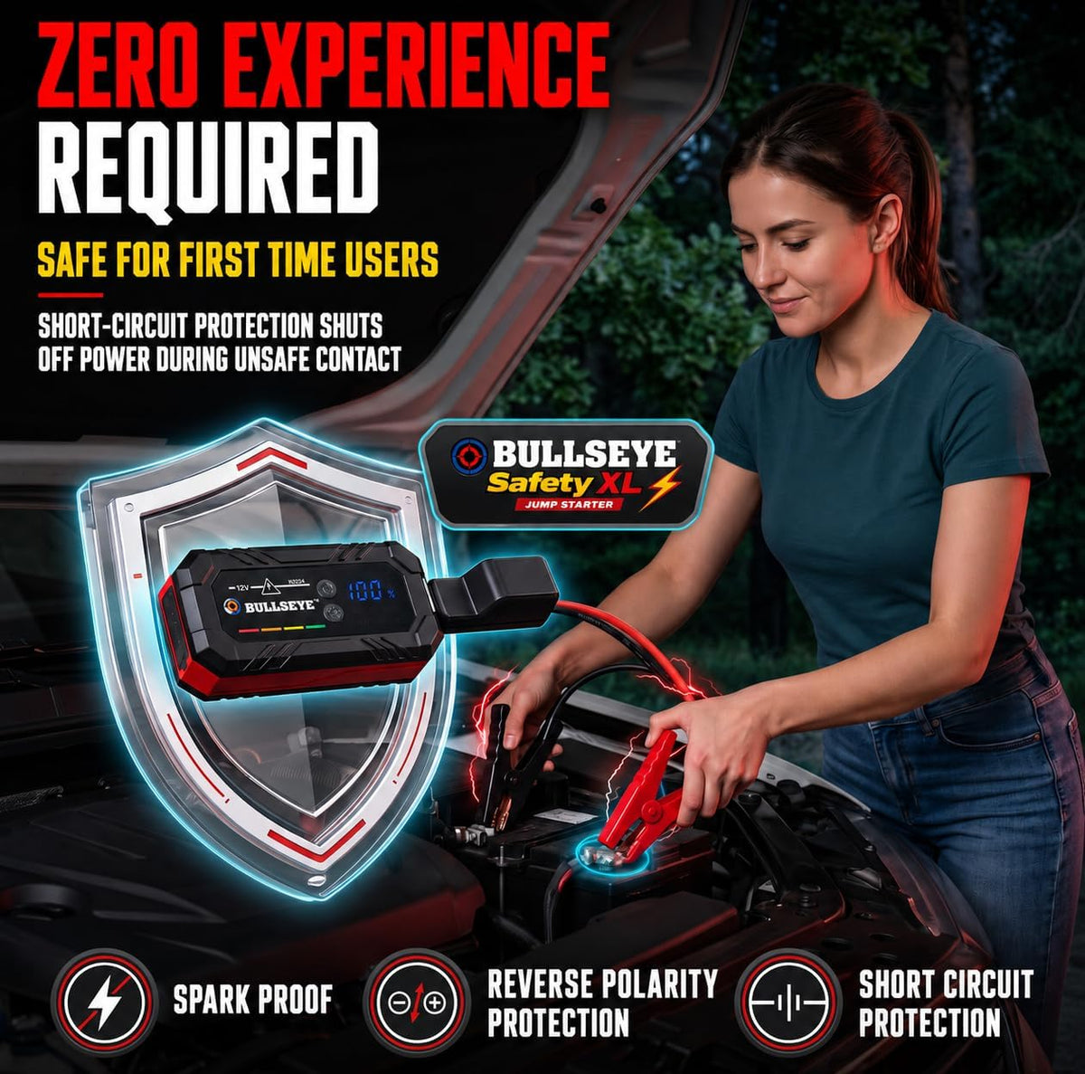 Bullseye SafetyXL 1000A Car Battery Jump Starter Portable, 12V