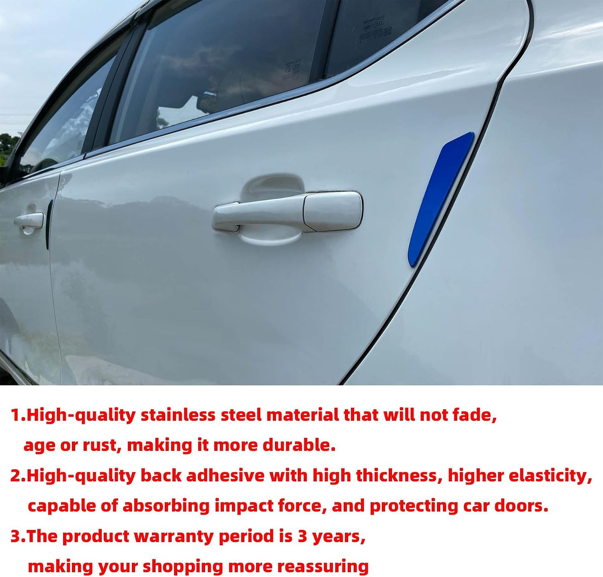 Car Side Door Edge Guards Protector Scratch Guard for Car,Sedans,Truck,SUV(Stainless Steel,4 Pieces) (Glossy Blue)
