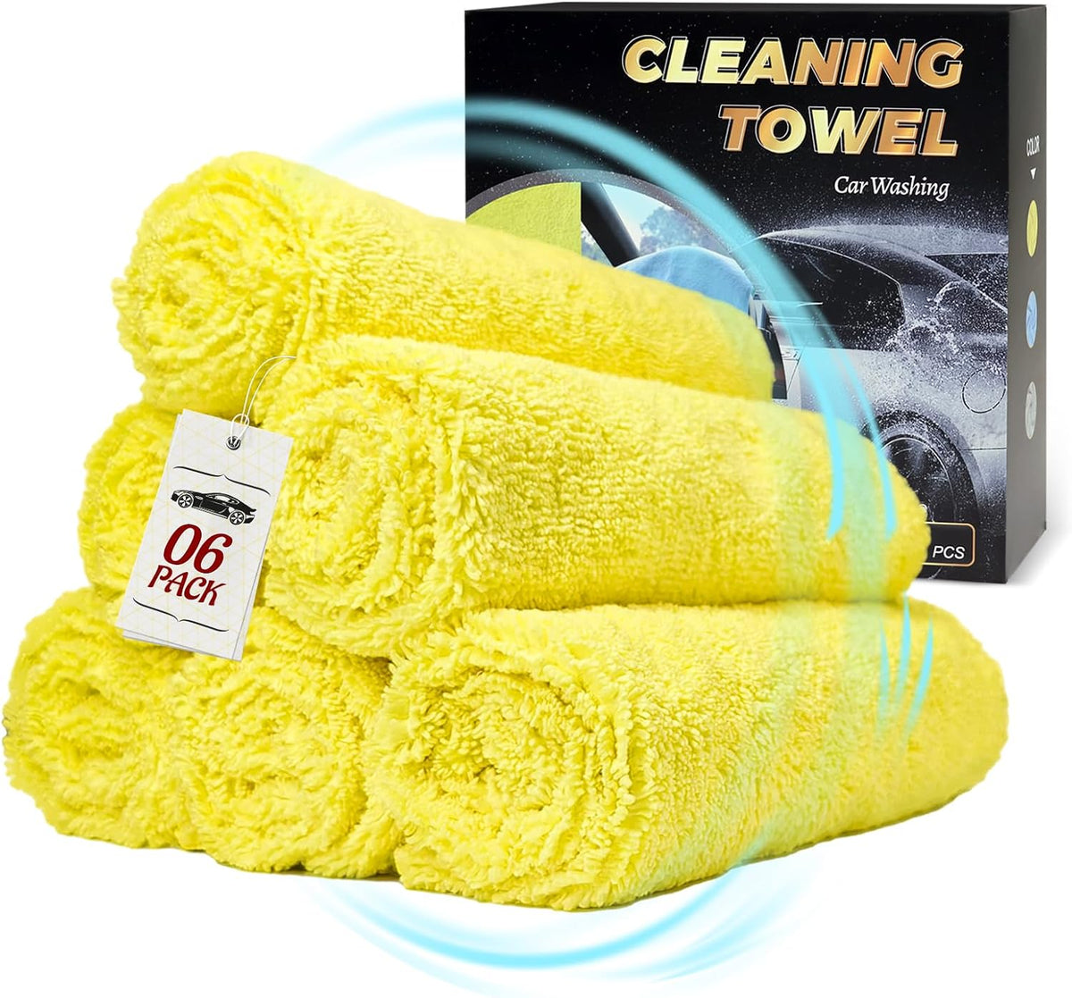 Car Wash Towels 16x16 - Microfiber, Yellow 6-Pack