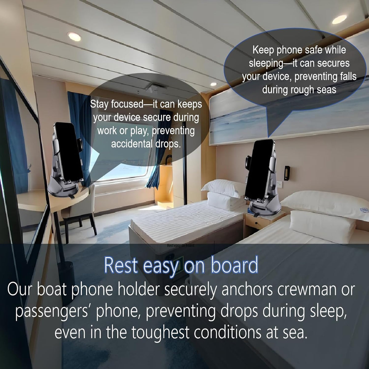 Boat Phone Holder, Suction Cup Boat Cell Phone Mount Marine Dashboard
