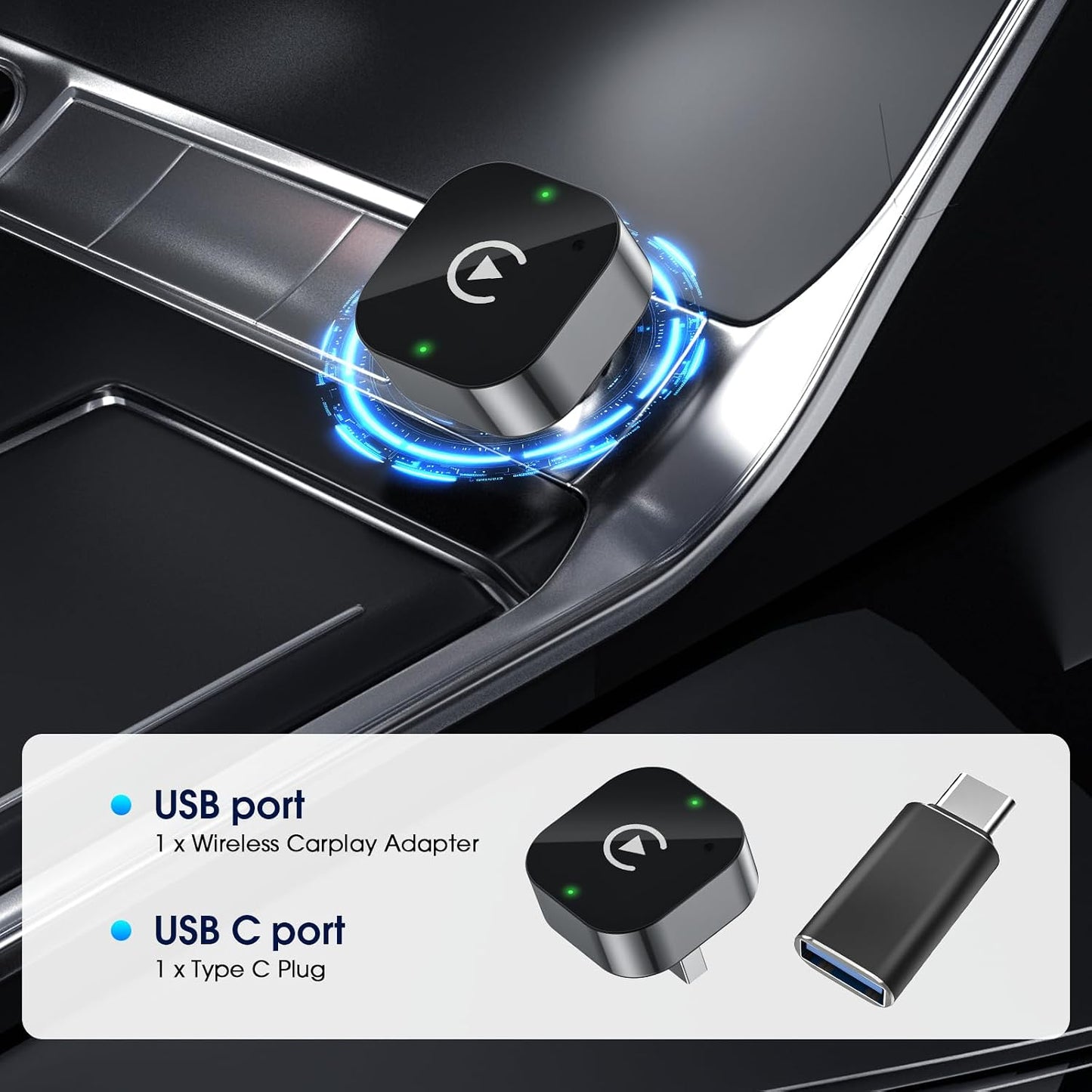 Wireless Carplay Adapter & Android Auto 2026 Upgrade Wired CarPlay to Wireless,2-in-1 Mini USB Design with Fast Stable Connection Car Play for Apple iOS 10+, Android 11+ Version