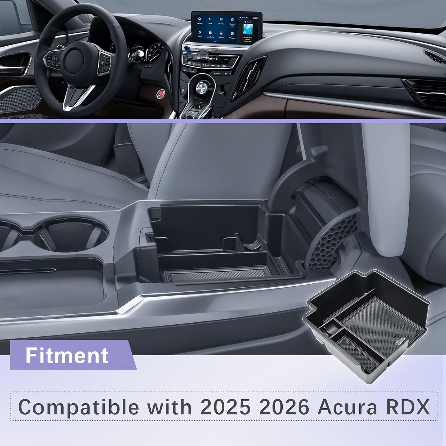 RUNROAD Center Console Organizer Tray Compatible with 2025 2026 Acura RDX Accessories, Insert Armrest Storage Box For Acura RDX Middle Console Tray Interior Accessories Coin Holder