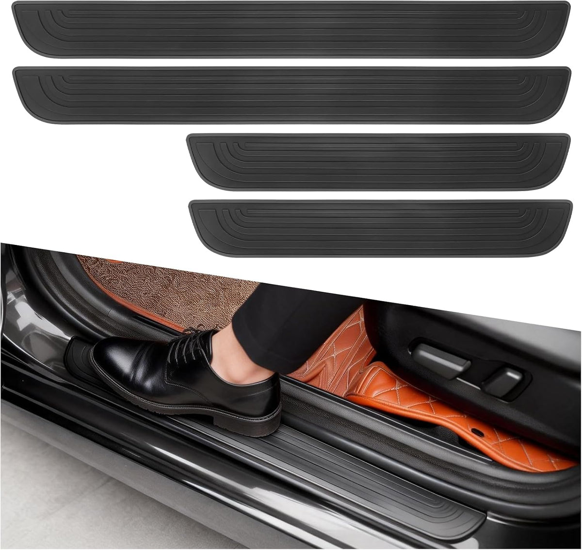 4PCS Car Door Edge Guards with 2.36" Width,Rubber Car Door Sill Protector for Doors Sills Anti-Scratch Protection,Universal Waterproof Doors Sill Protectors for Vehicles