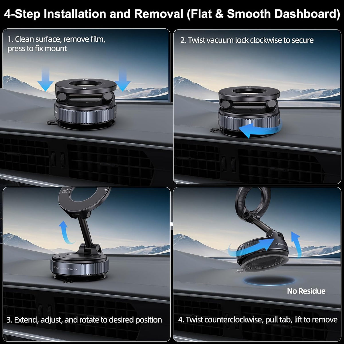 Jikasho Magnetic Phone Holder for Car, Suction Cup Phone Mount for Magsafe