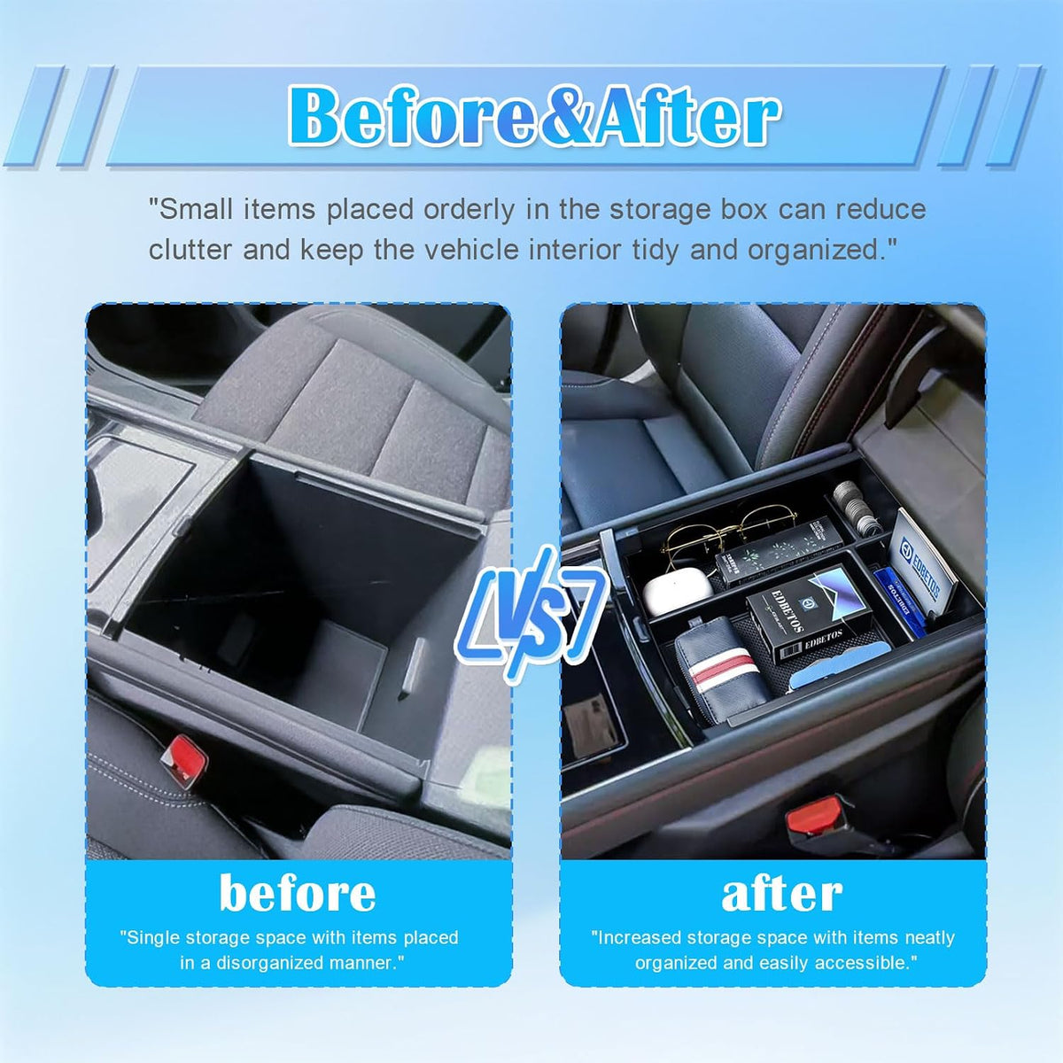 Center Console Organizer for 2024-2026 Chevy Traverse Armrest Storage Box