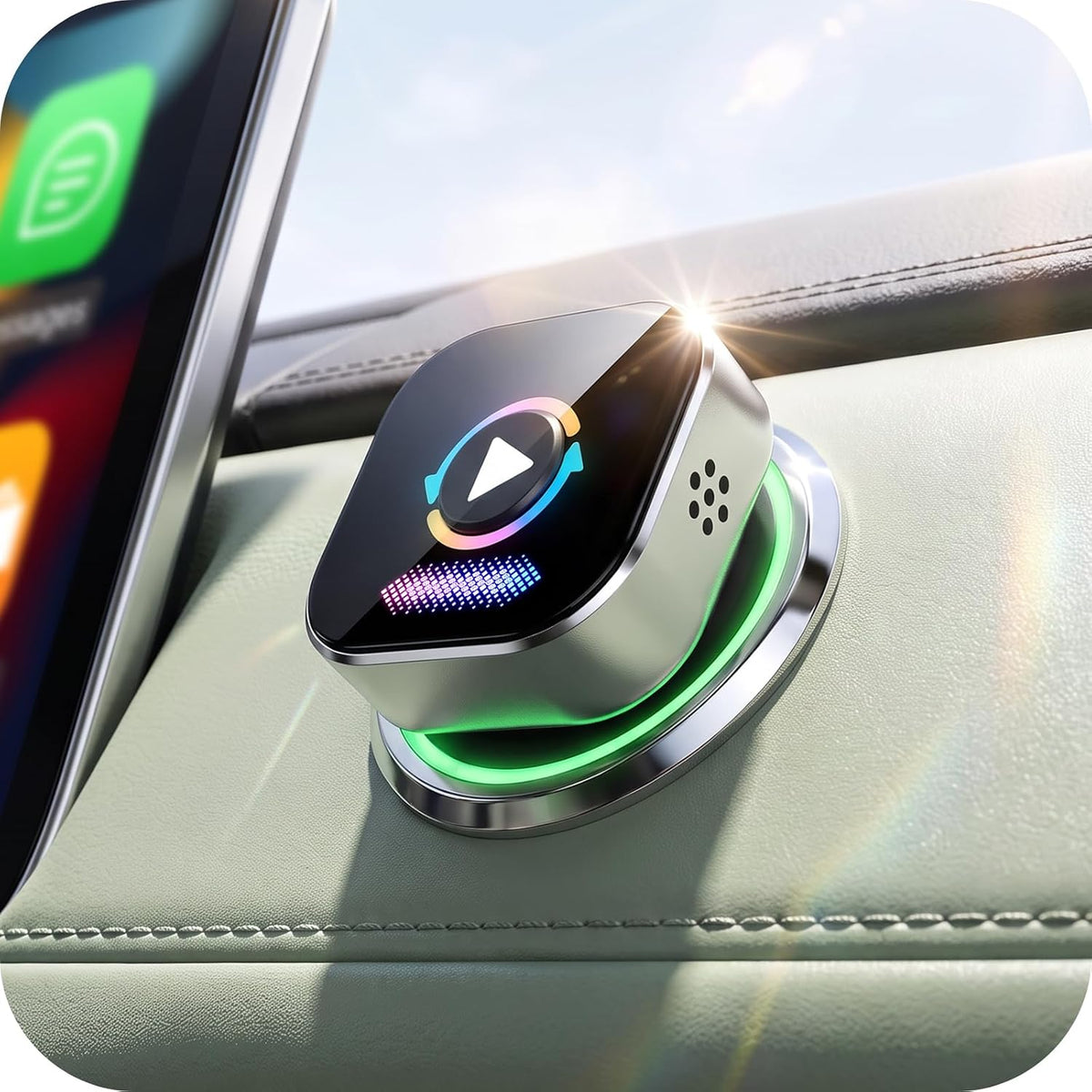 Wireless CarPlay Adapter, 2-in-1 Android Auto Wireless Adapter, 2026 Upgraded One-Key Switch & LED Breathing Ambient Light, Fast and Stable Connection, Gift (Black)