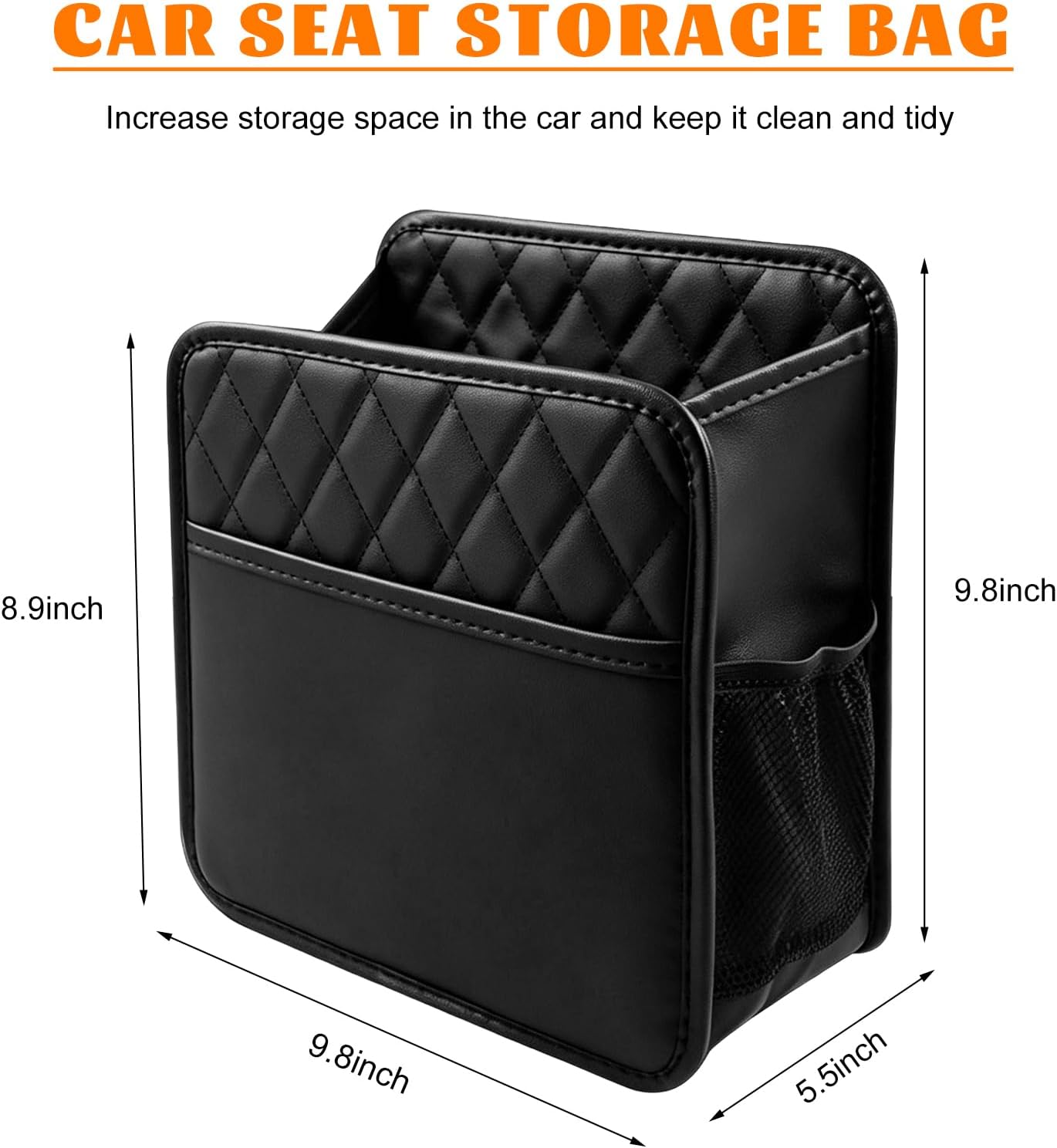 Car Seat Back Organizer, Foldable Leather Auto Backseat Hanging Storage Pocket, Multipurpose Large Capacity Seat Back Hanging Bag for Most Vehicles, Car Accessories