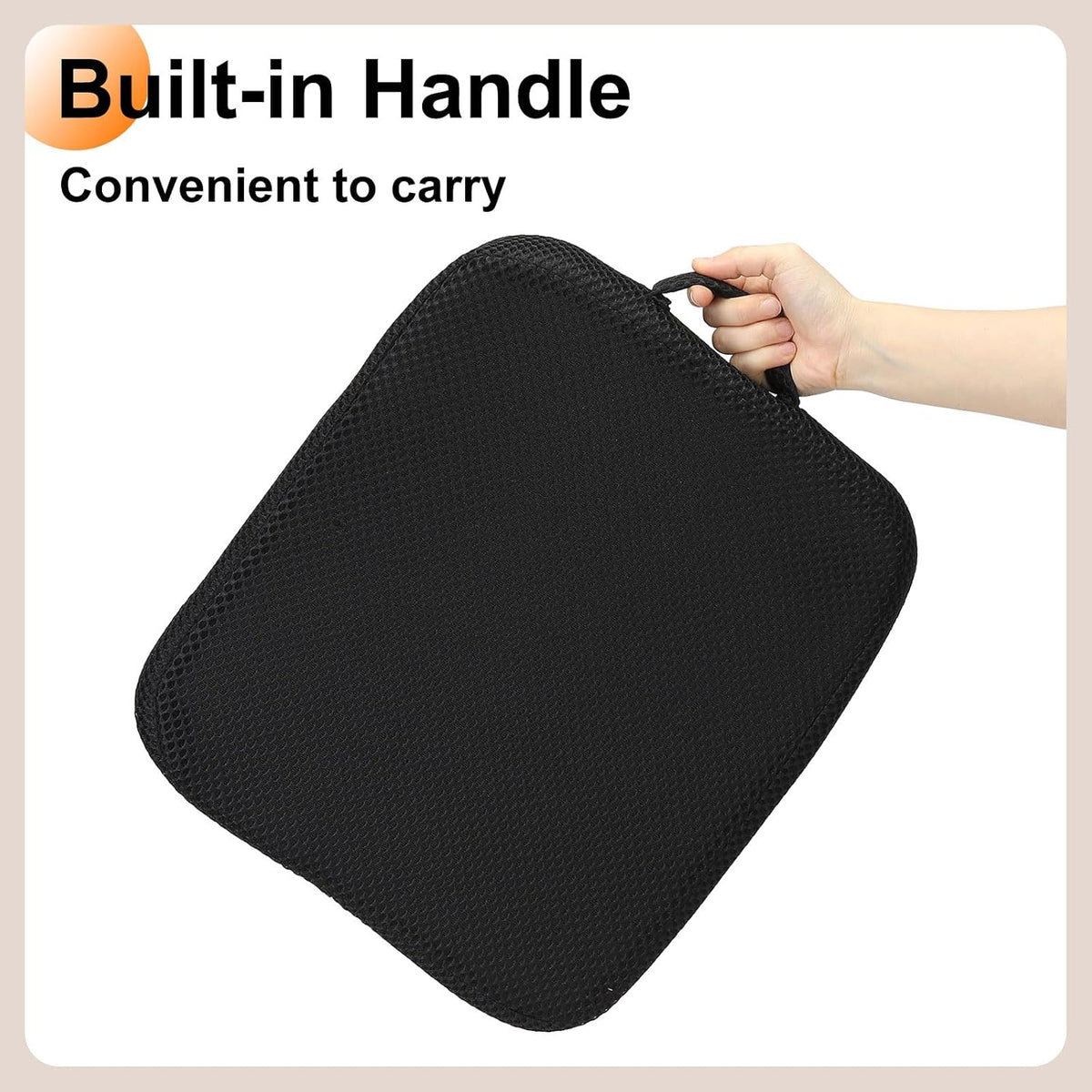 HARFINGTON Seat Cushion 3.94" Thick Comfort Memory Foam Office Chair Cushion with Non Slip Bottom for Car Seat Driver, Black