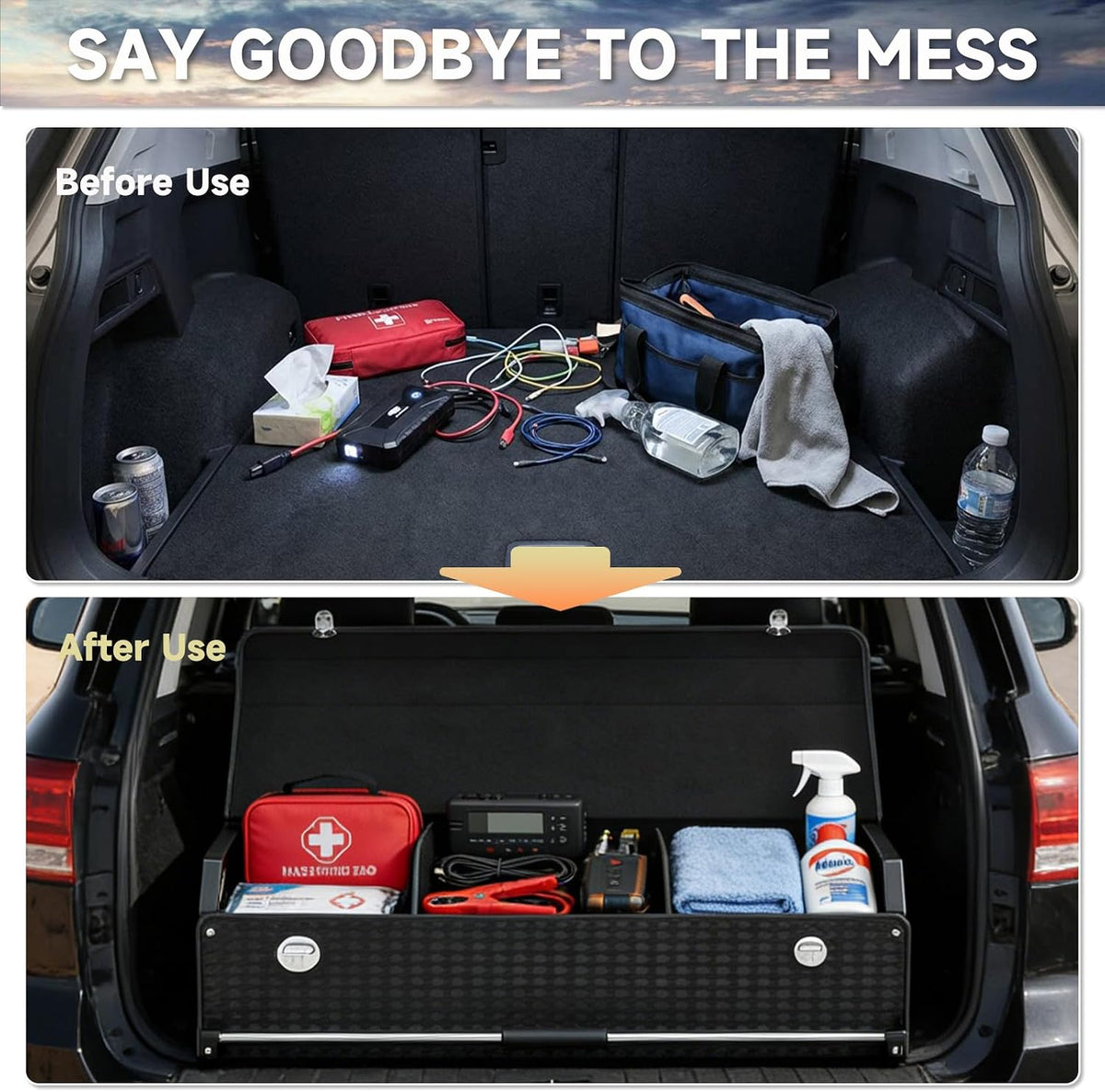 SUV Trunk Organizer, Leather Trunk Storage Organizer, Car Cargo Storage Box