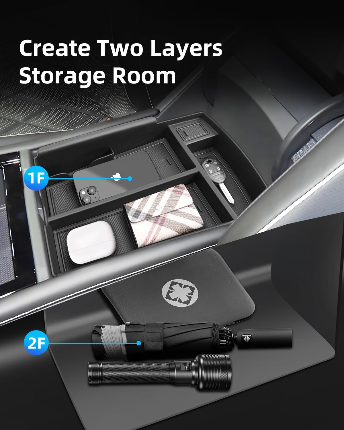 Center Console Organizer for 2025 2024 VW Atlas/Atlas Cross Sport
