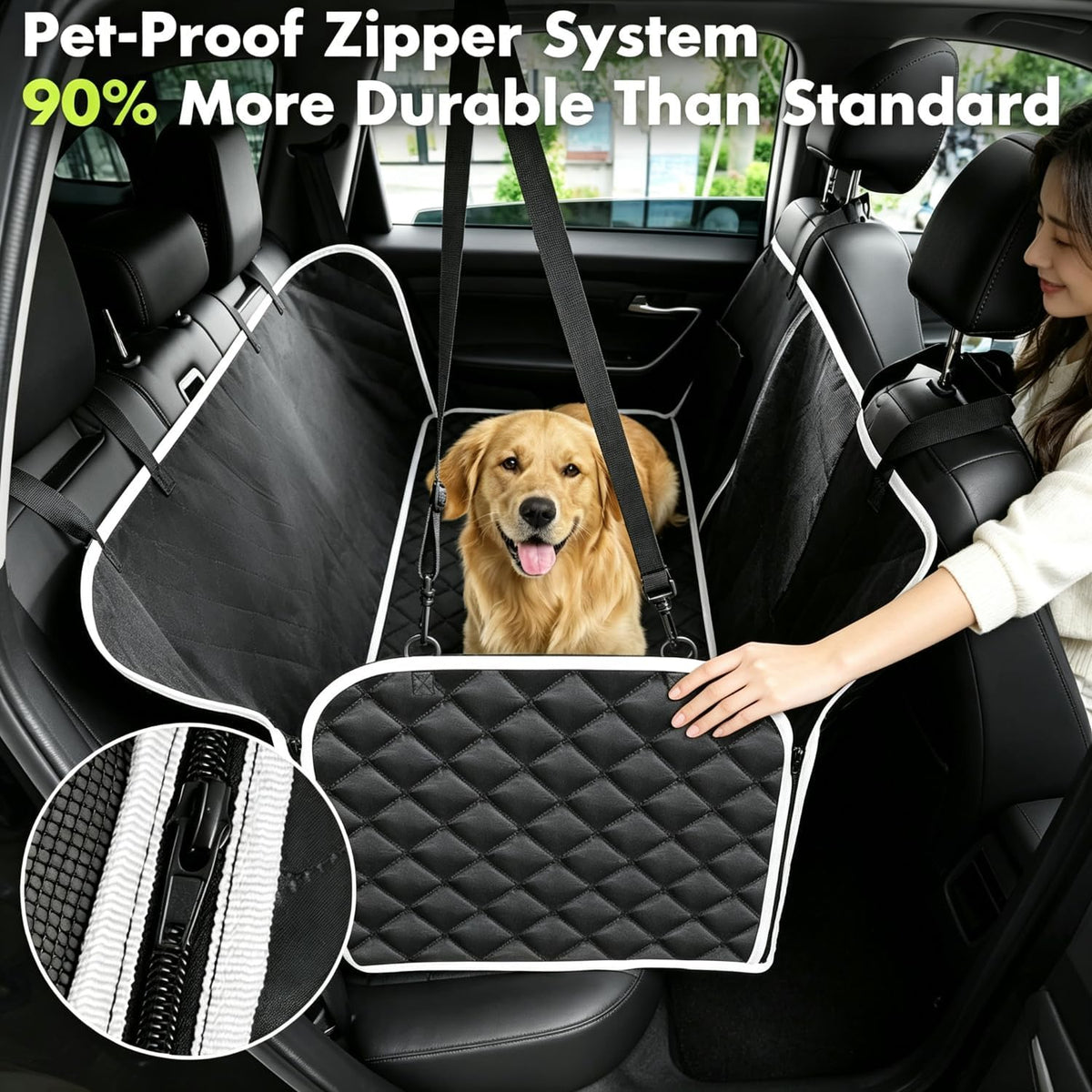 Meolsaek Dog Car Seat Cover, Mesh Window Hammock Back Seat Cover for Dogs