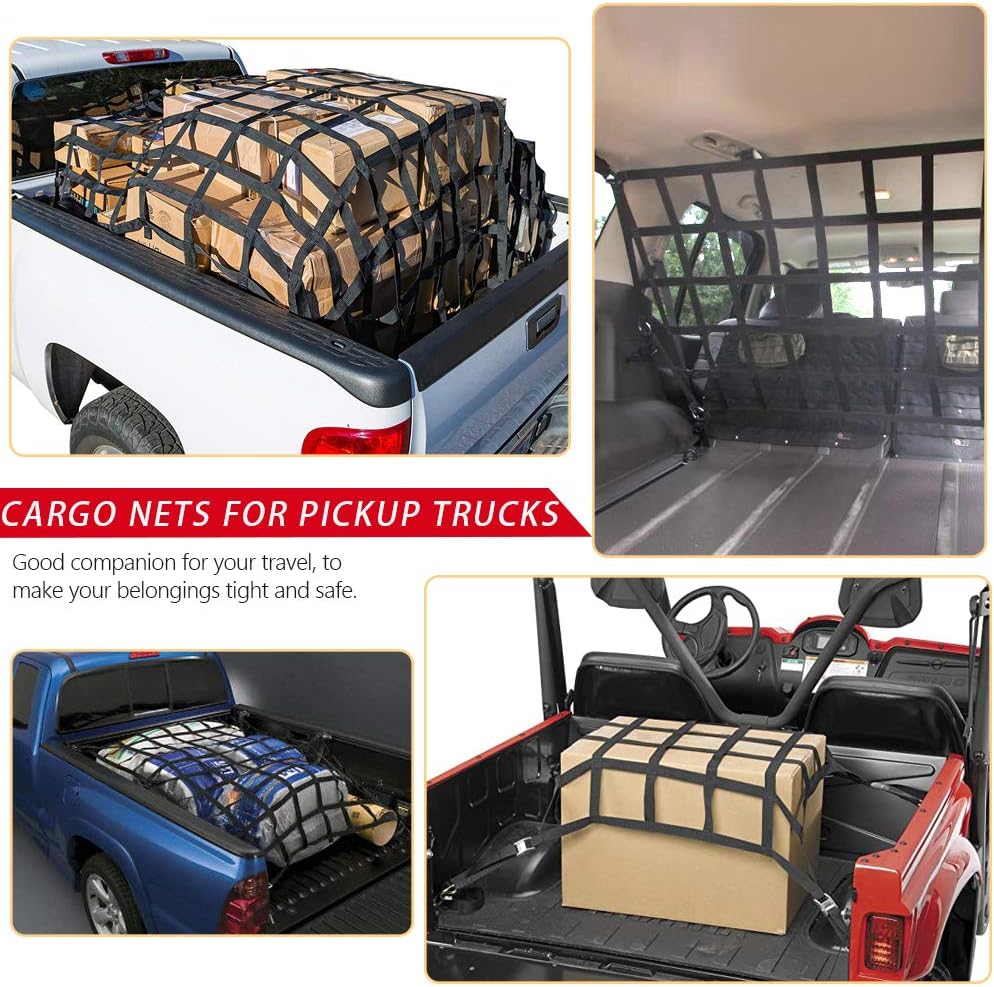 Surmountway 66" x 50" Heavy Duty Cargo Net for Pickup Truck Bed