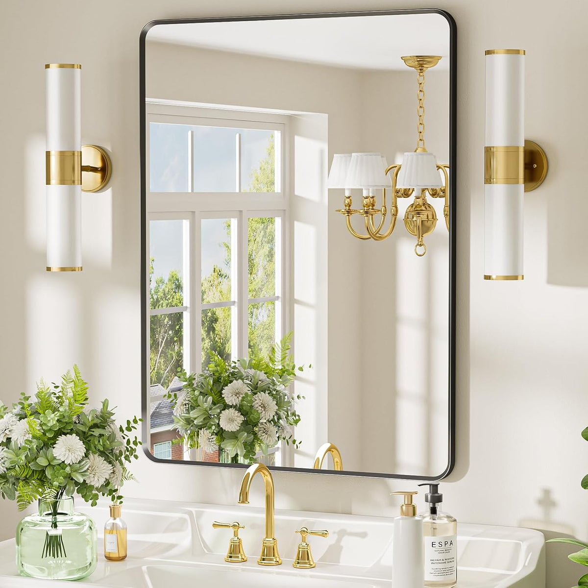 30x40 inch Black Rectangle Bathroom Mirror, Bathroom Vanity Mirrors