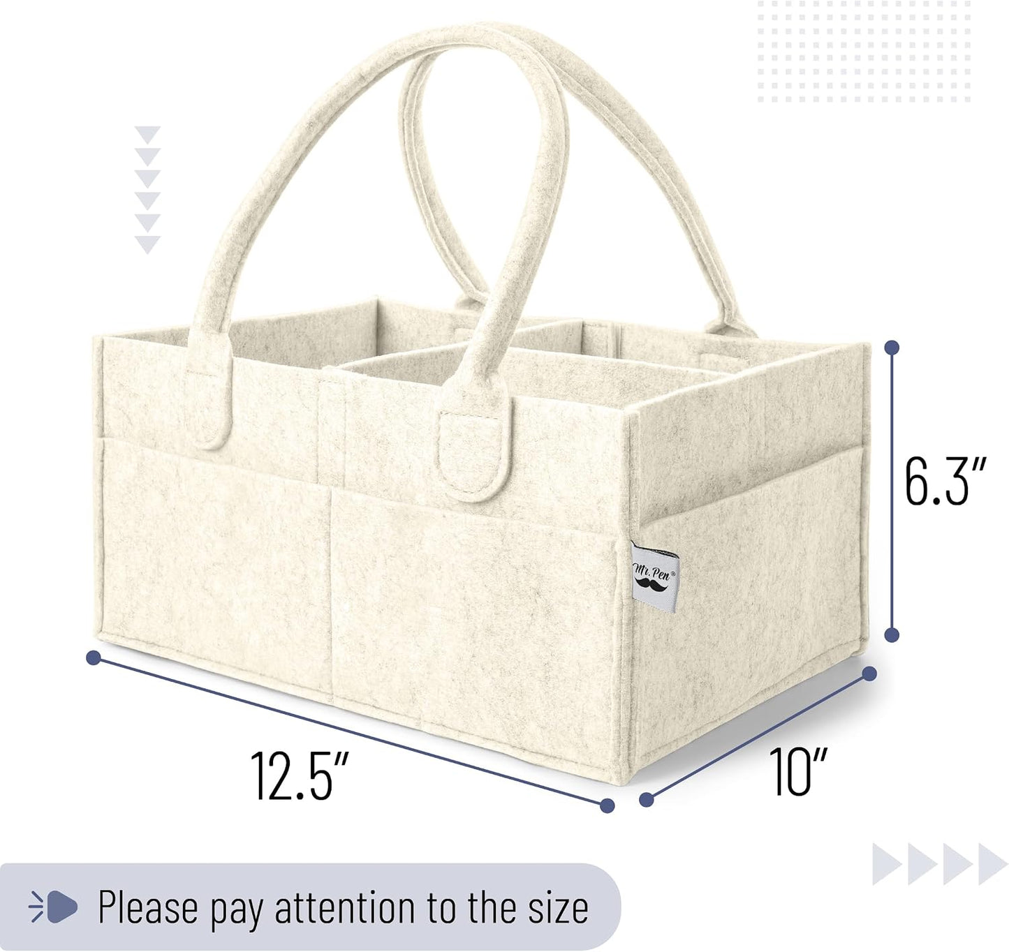 Mr. Pen- Baby Diaper Caddy Organizer, Beige, Medium | Nursery Storage Bin and Car Organizer for Diapers and Baby Wipes