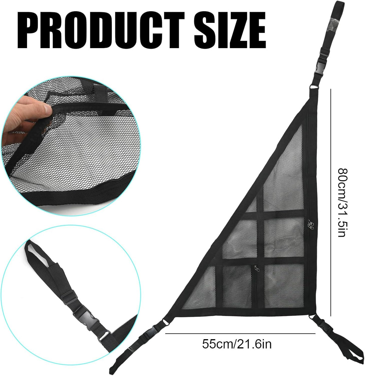 Car Ceiling Cargo Net, Double-Layer Roof Storage Organizer for 3-Handle and 4-Handle Vehicles, Ideal for Road Trips and Camping