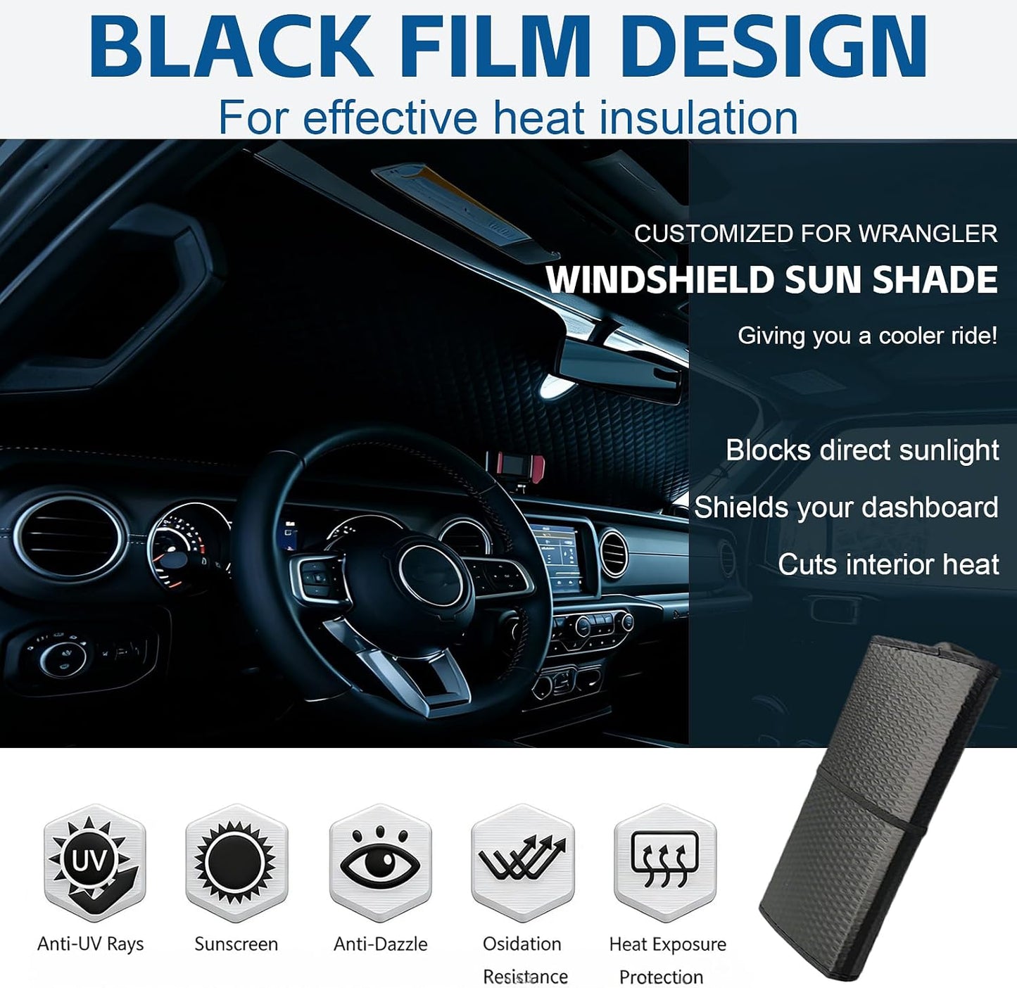Windshield Sun Shade Fit for Jeep Wrangler TJ JK JL &Gladiator JT 2/4 Door Funny Duck Window Sunshade for UV Rays & Heat Protection Funny Windshield Cover for Wrangler & Gladiator