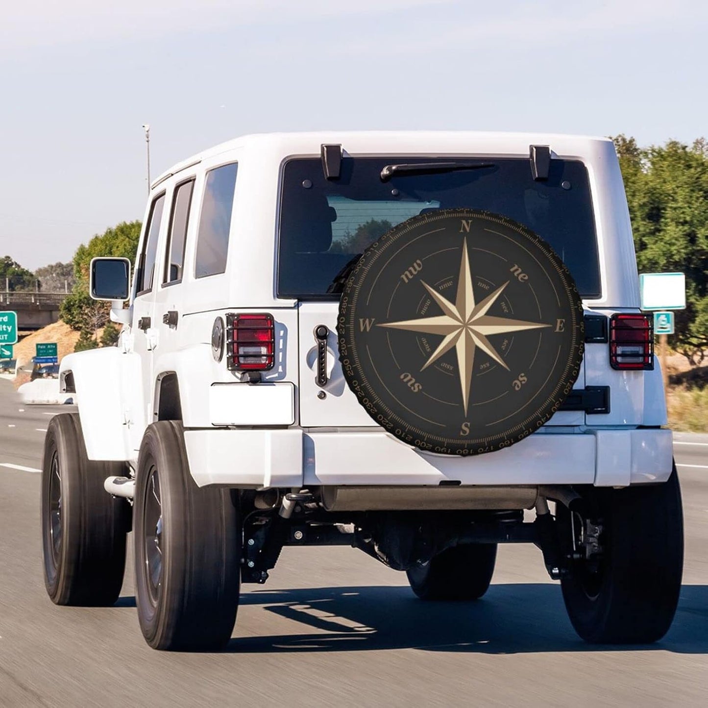 Compass Rose Black Spare Tire Cover Dust-Proof Wheel Tire Cover Fit Trailer, RV, SUV and Many Vehicle 17 Inch