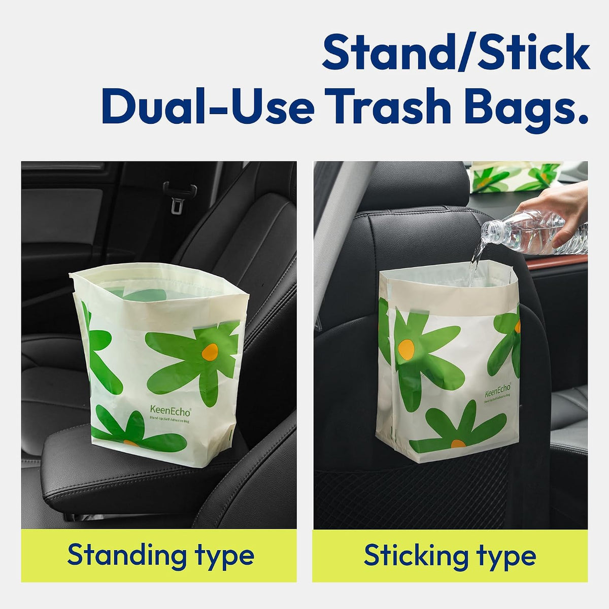 Disposable Car Garbage Bin Bags, Vomit Trash Bags made with Recycled HDPE for Boat, Plane, Travel, Camping, Bedroom, Study Room, Office and Car, 20 pcs