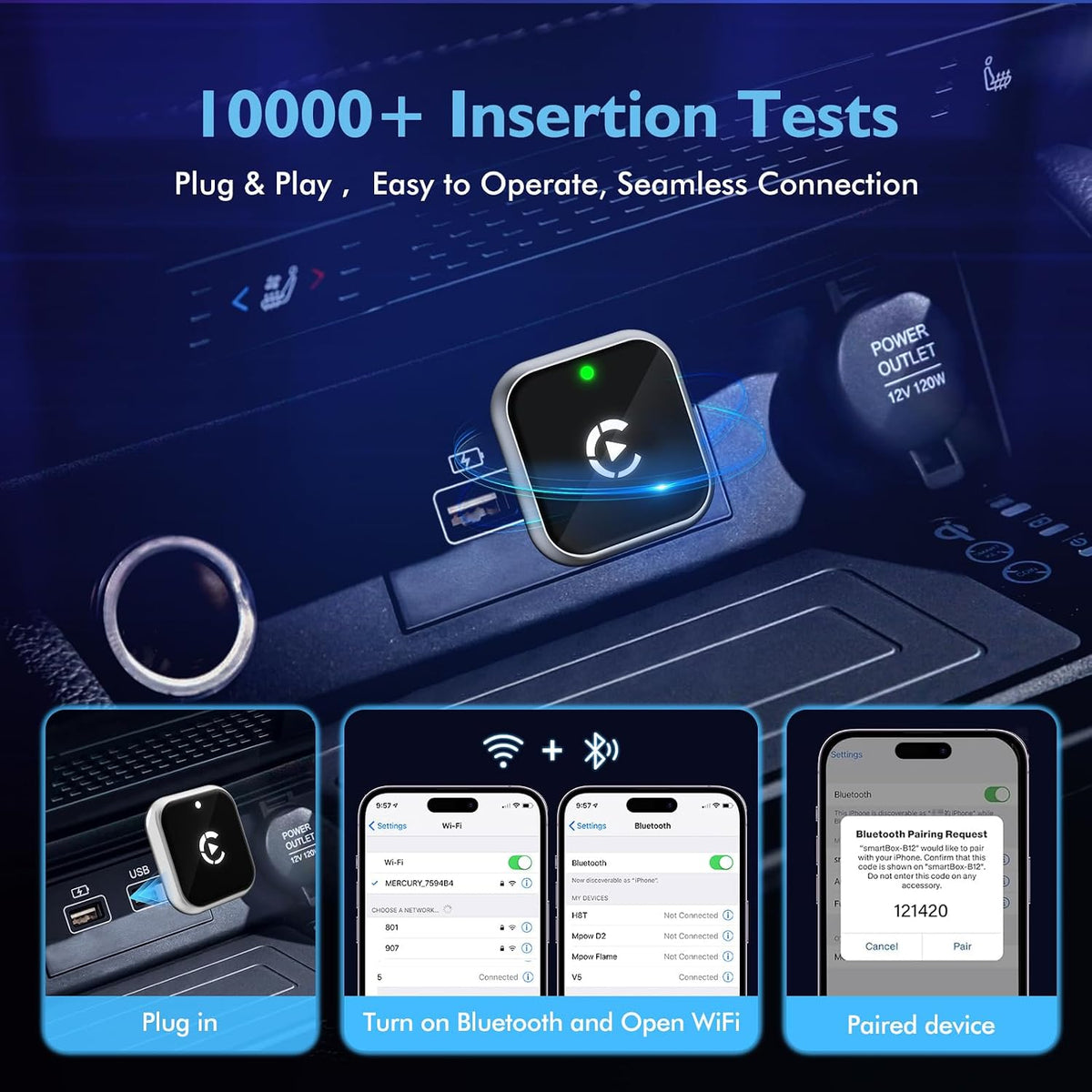 Ultra-Thin Mini Wireless & Bluetooth CarPlay Adapter