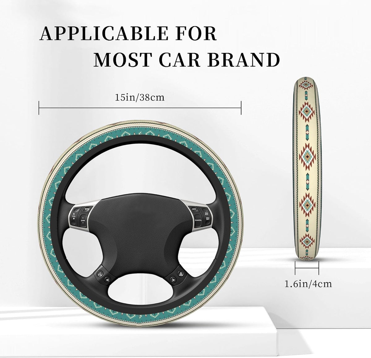 Western Steering Wheel Cover Cute Universal 15 Inch Car Accessories Protector for Women Fit Auto SUV Sedan Vans Trucks