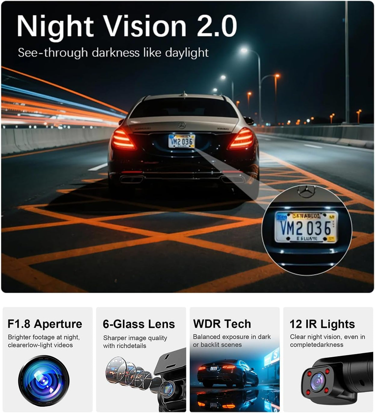 4K Dash Cam,5 Channel 360° View,AI Adas System,Free 128G Card,GPS