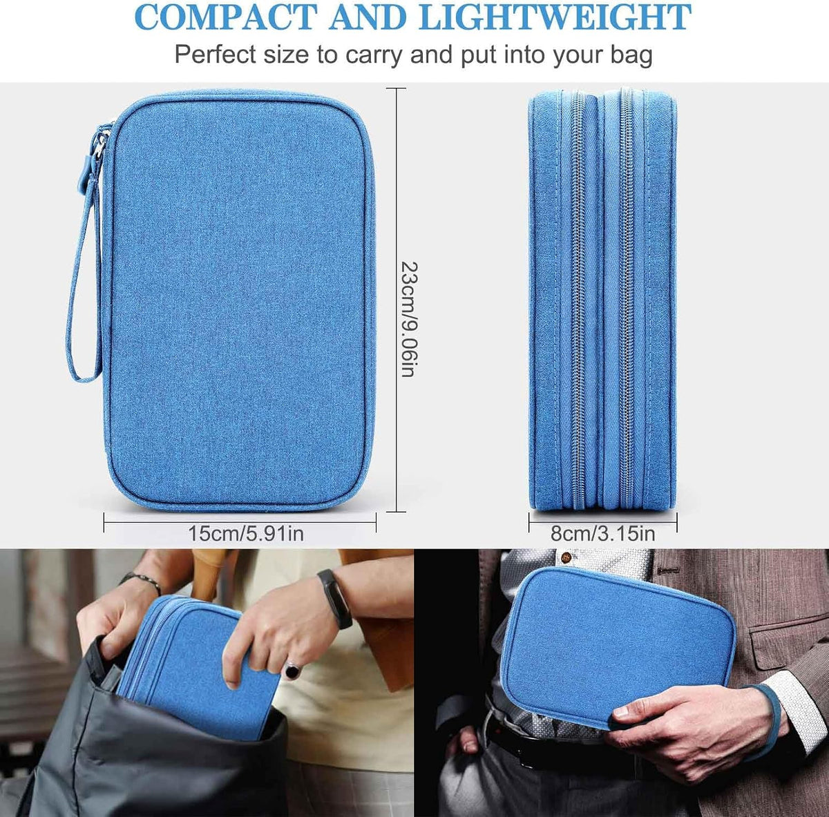 FYY Electronic Organizer, Travel Tech Pouch Bag, Large, Cyan