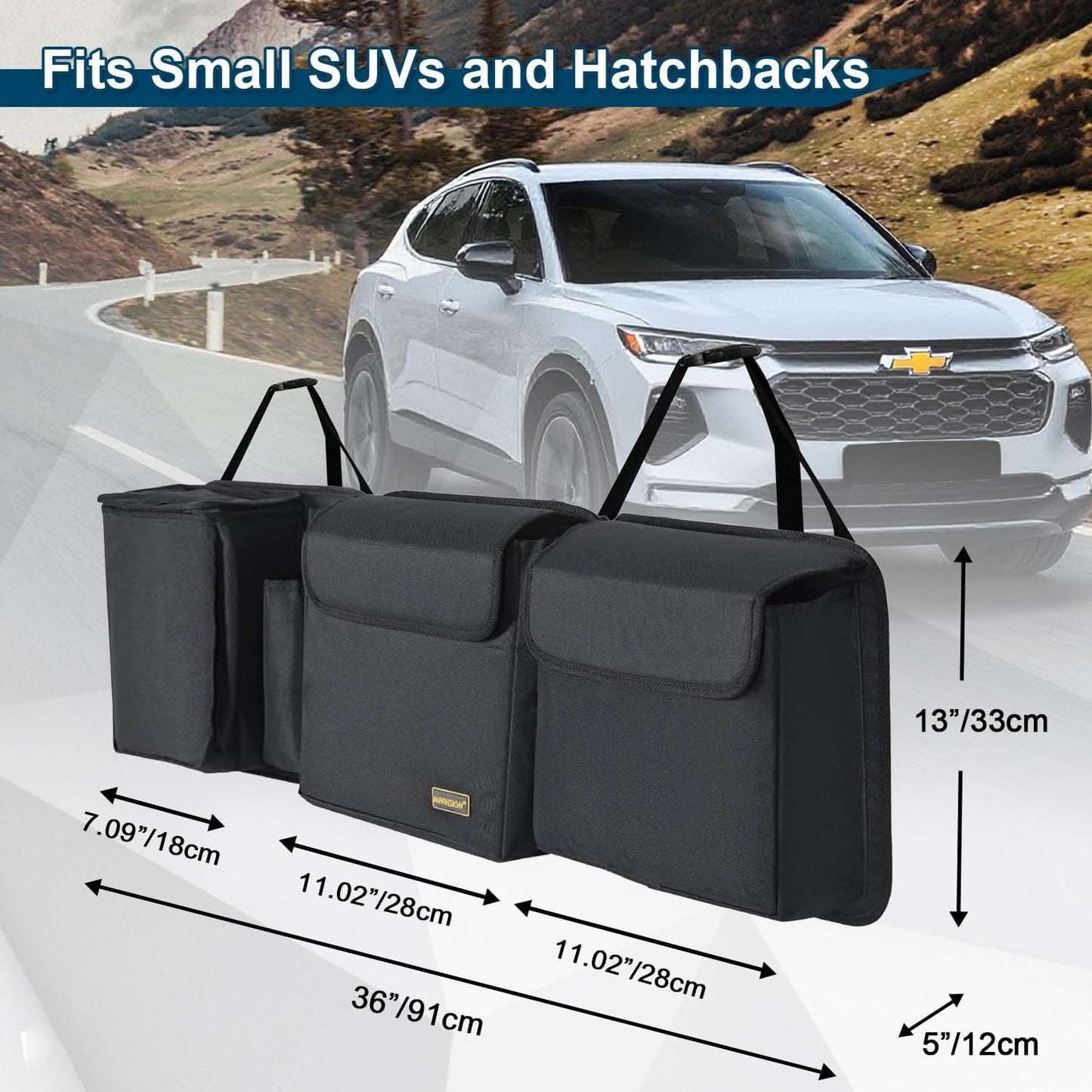 Deluxe Car Trunk Organizer, Detachable Backseat Hanging Organizer Storage Modules with Built-in Cooler for Car Small SUV, Patent Pending