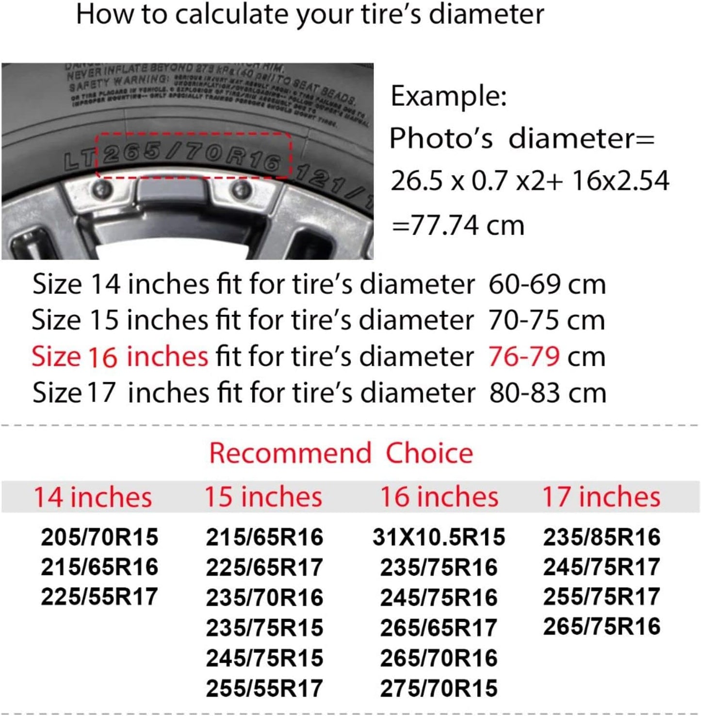 Compass Rose Black Spare Tire Cover Dust-Proof Wheel Tire Cover Fit Trailer, RV, SUV and Many Vehicle 17 Inch
