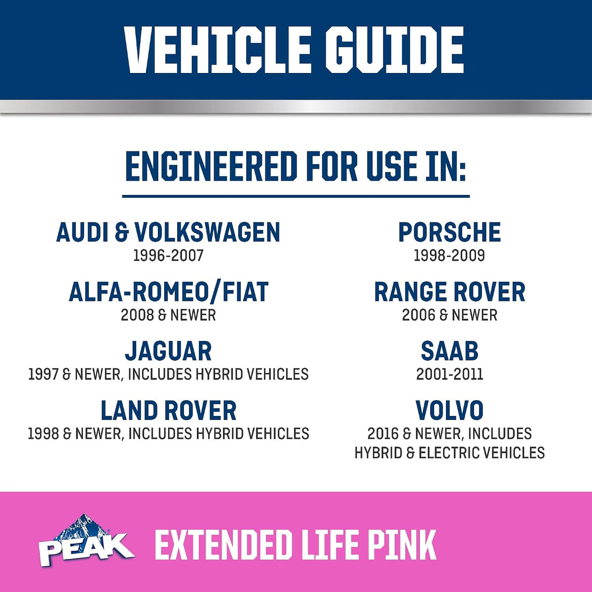 PEAK OET Extended Life Pink Concentrate Antifreeze/Coolant for European Vehicles, 1 Gal.
