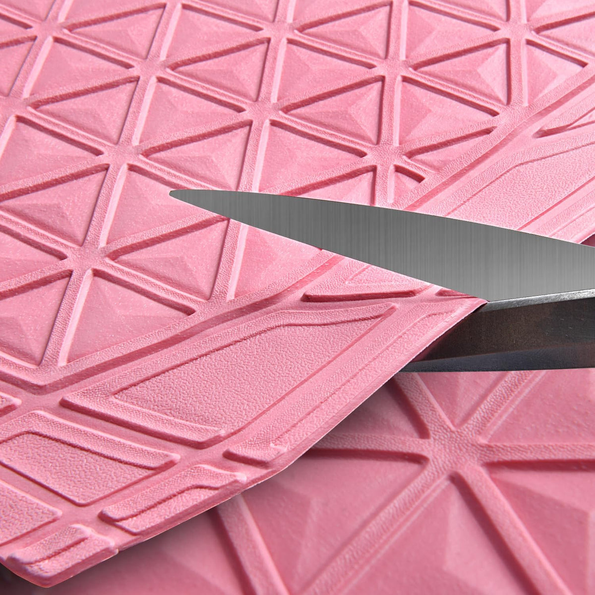 CAR PASS Bling Diamond Car Mats Rubber Floor Mats Full Set Anti-Slip 3D Rhombus Waterproof Trim to Fit Liner Universal Glitter Crystal Sparkly Shining Rhinestone Girl Women SUV Sedan Van, Pink Rubber