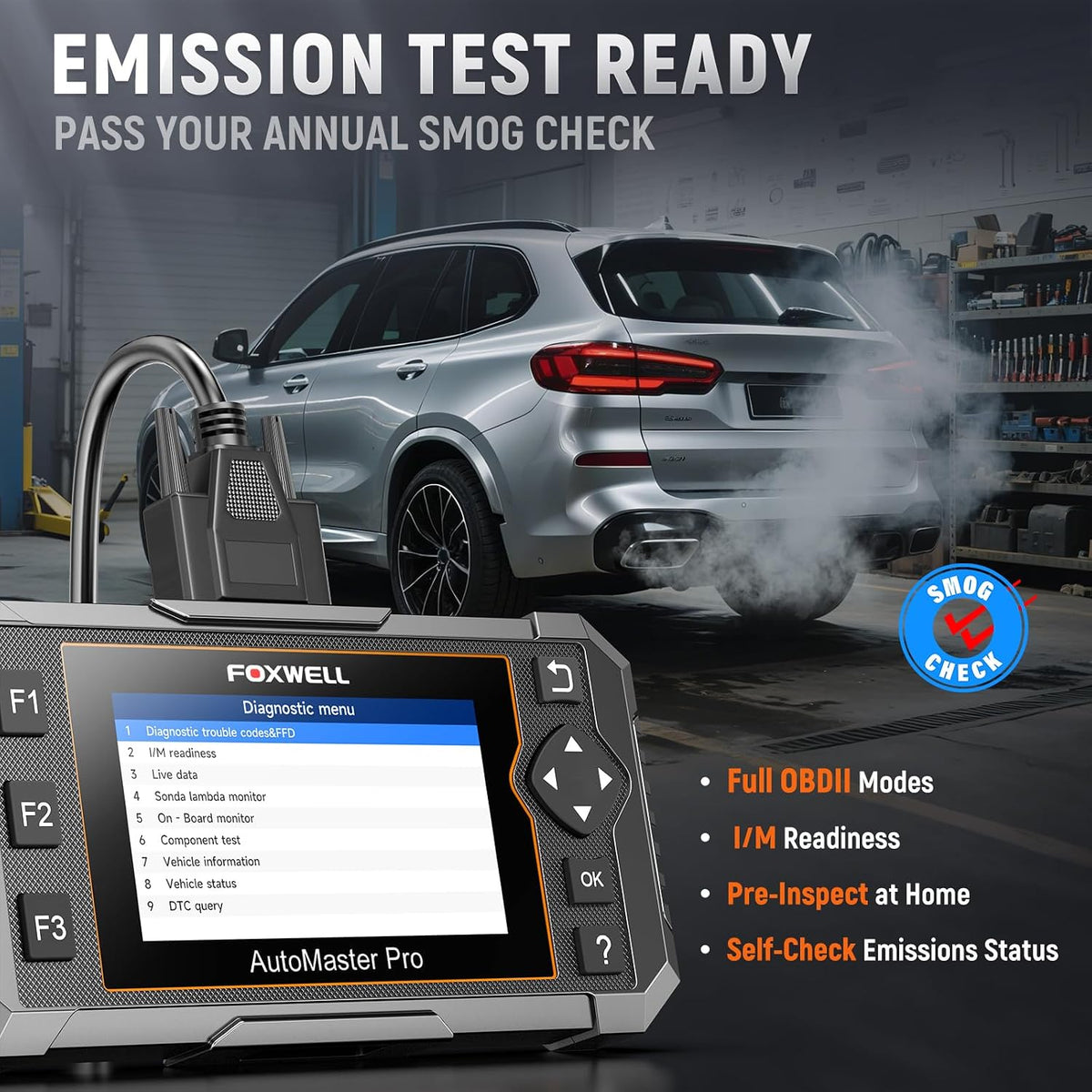 FOXWELL NT510 Pro fit for Porsche, 2-in-1 OBD2 Scanner & 12V Battery Tester