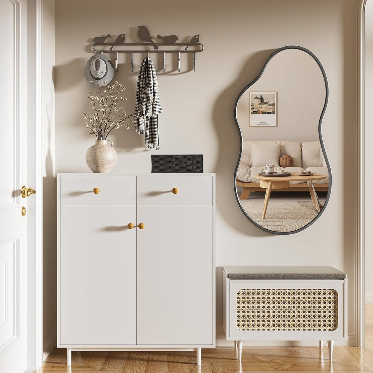 20”x 36” Irregular Wall Mirror, Asymmetrical Bathroom Vanity Mirror