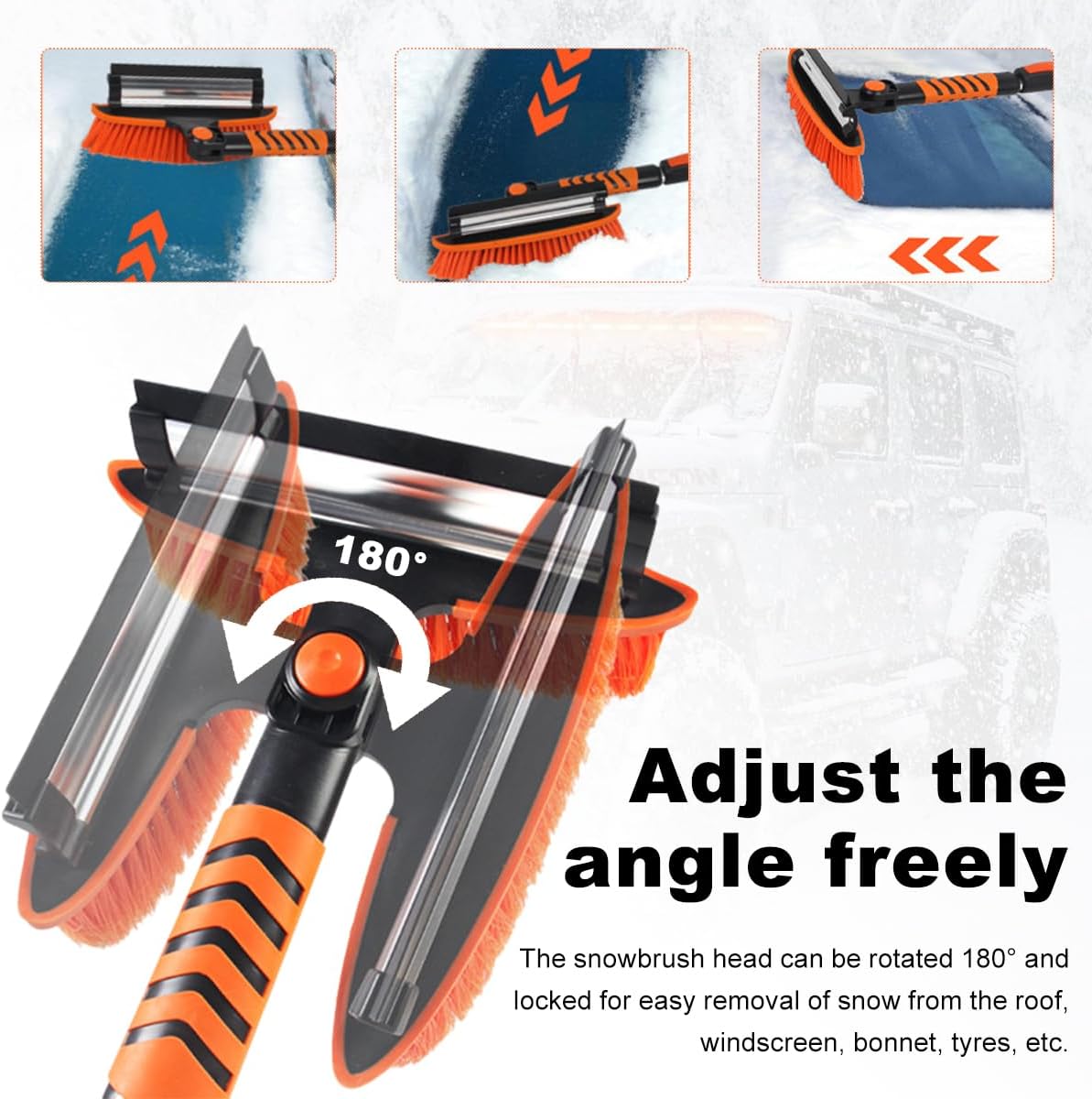 Yourkar 41" Extendable Ice Scrapers for Car Windshield, 3 in 1 Ice Scraper and Snow Brush for Car Windshield with Foam Grip, Car Snow Removal Equipment for Cars SUVs Trucks