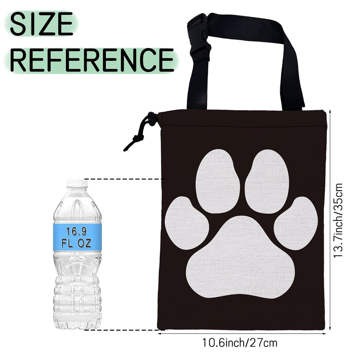 Dog Paw Car Trash Bag,Hanging Drawstring Car Garbage Bag,Waterproof Canvas Car Back Seat Organizer with Adjustable Buckle,for Vehicles,SUVs,Camping,Road Trips