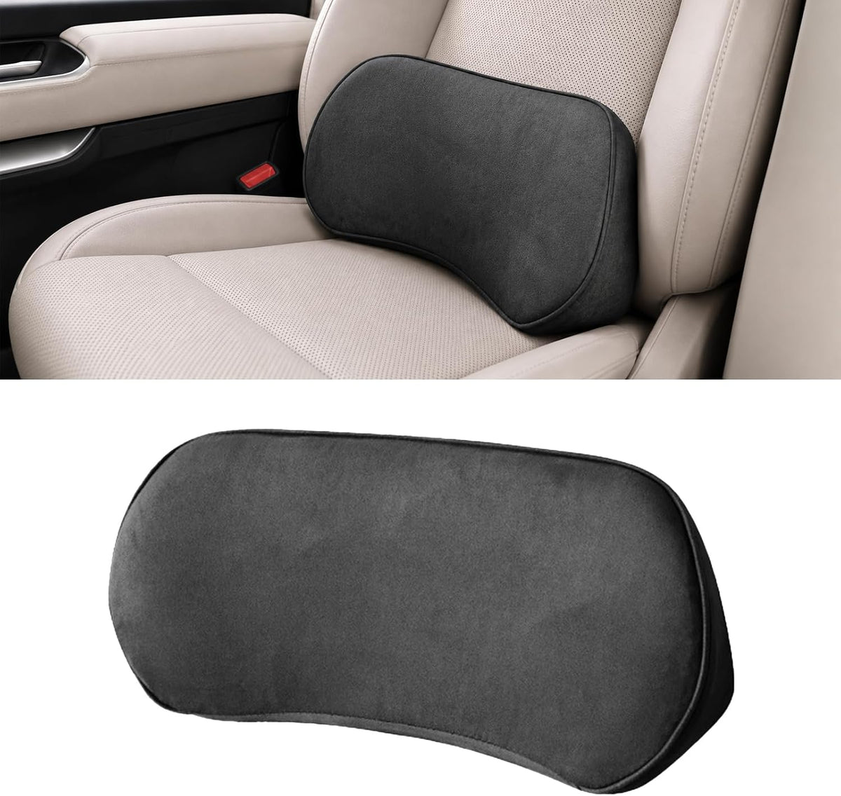 Car Lumbar Support Pillow, Memory Foam Vehicle Seat Lower Back Support Cushion,Comfortable Lumbar Pillow for Driving, Office Chair, Wheelchair, Universal for SUV, Truck, RV (Black)