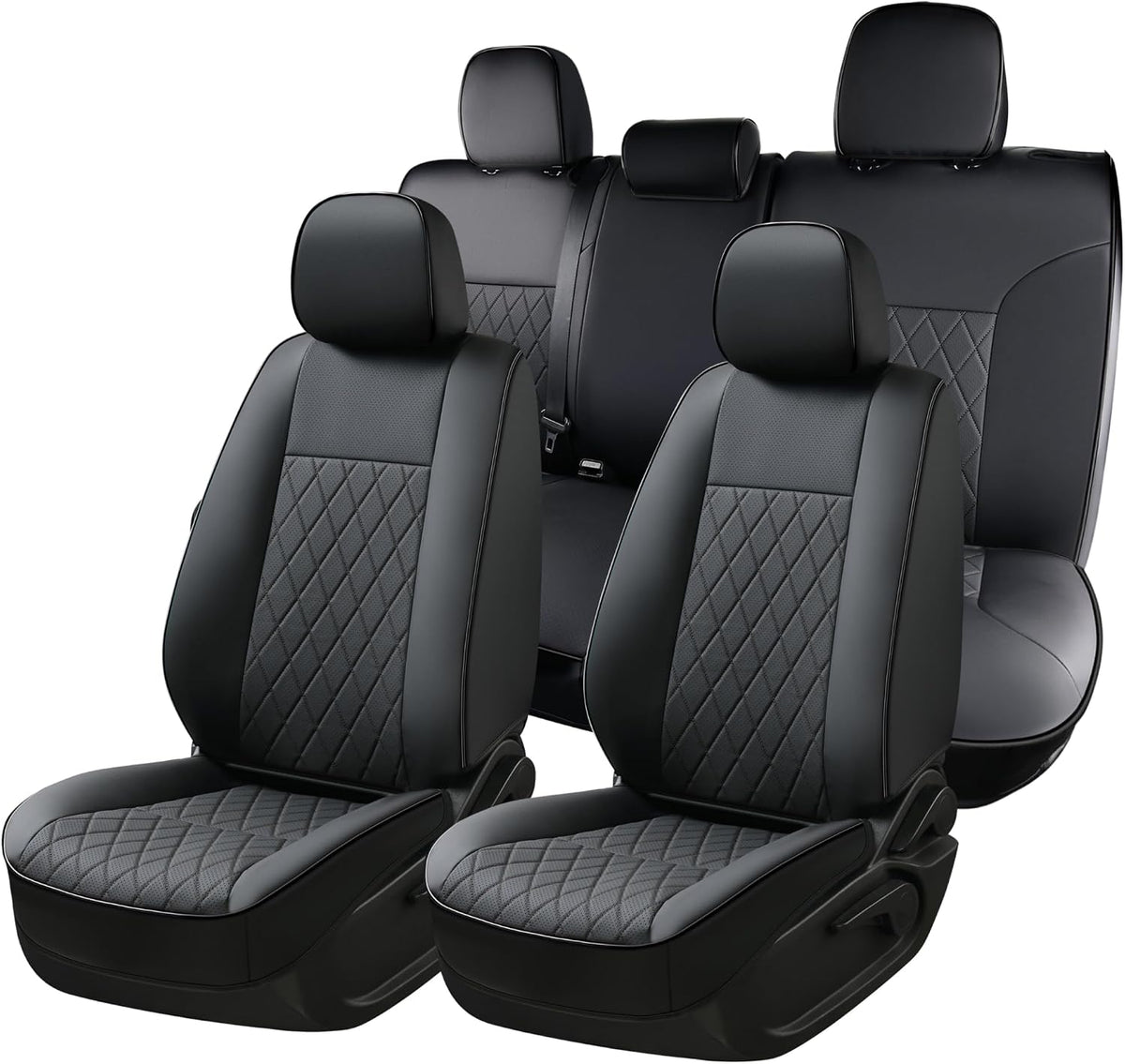 Coverado Tacoma Seat Covers, Car Seat Covers Front Seats, Leather Seat Covers for Cars Car Seat Protector Cushion Tacoma Accessories Custom Fit 2005-2023 Toyota Tacoma Double/Crew Cab(Red)