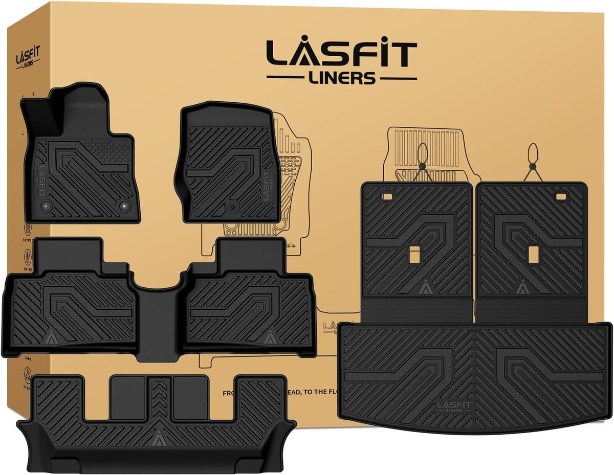 LASFIT Floor Mats for Ford Explorer 6 Seats with Second Row Center Console