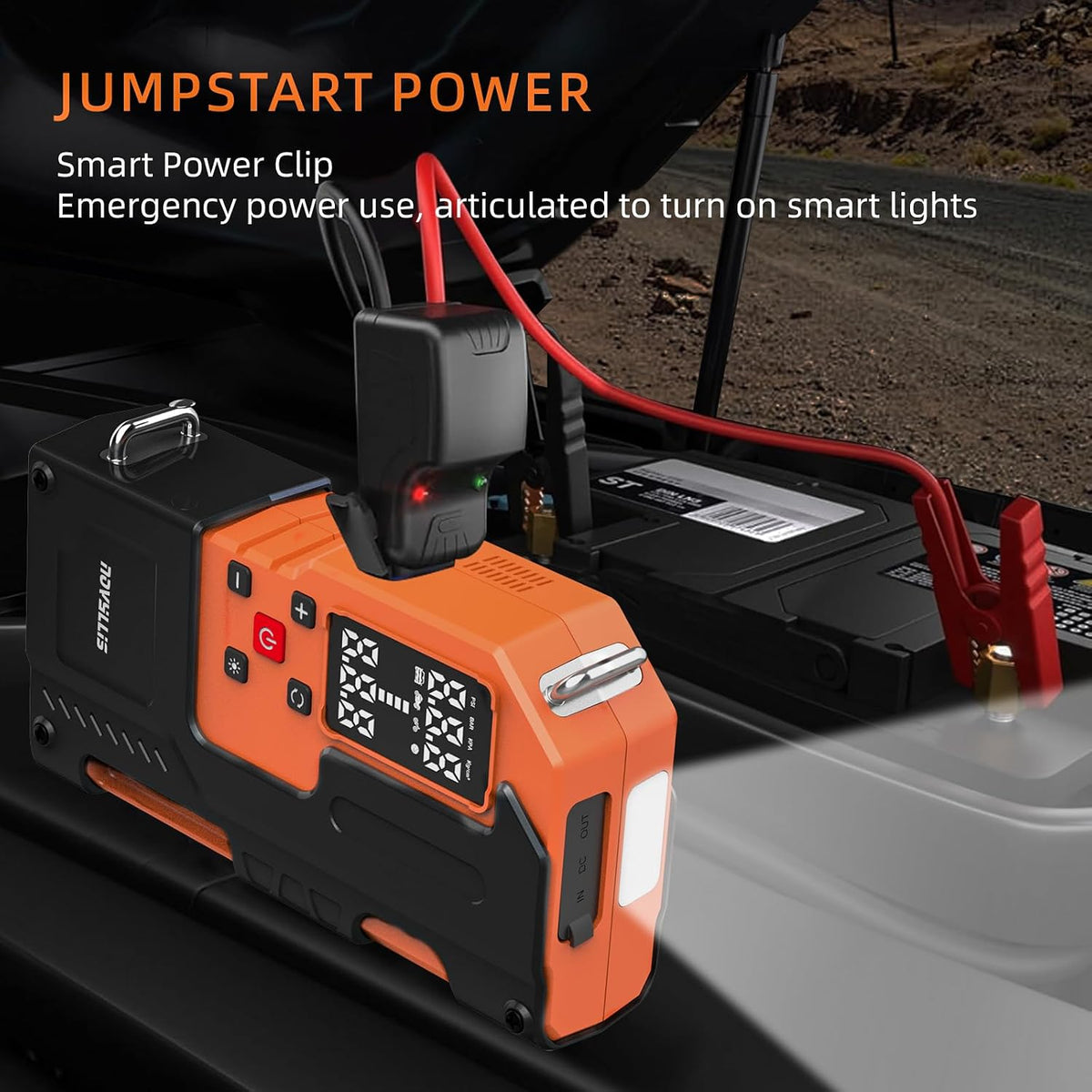 6000A 14.8V Car Battery Jump Starter with 150PSI Air Compressor