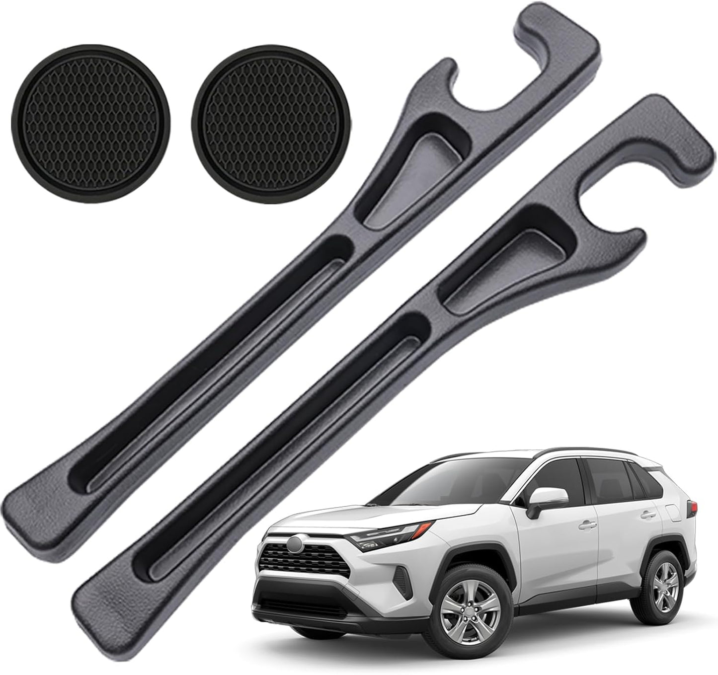 Pukonger Car Seat Gap Filler Compatible with Toyota Rav4 Accessories Seat Gap Plug Blocker with Storage Slot Organizer Non-Slip Car Cup Holder Coaster 2 Pack Black