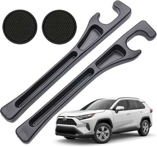 Pukonger Car Seat Gap Filler Compatible with Toyota Rav4 Accessories Seat Gap Plug Blocker with Storage Slot Organizer Non-Slip Car Cup Holder Coaster 2 Pack Black