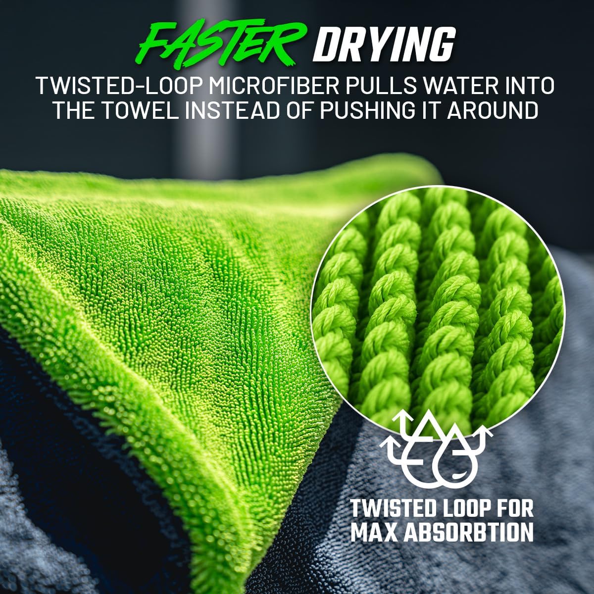 Slick Products Mega Car Drying Towel - 1400 GSM Twisted Loop Microfiber