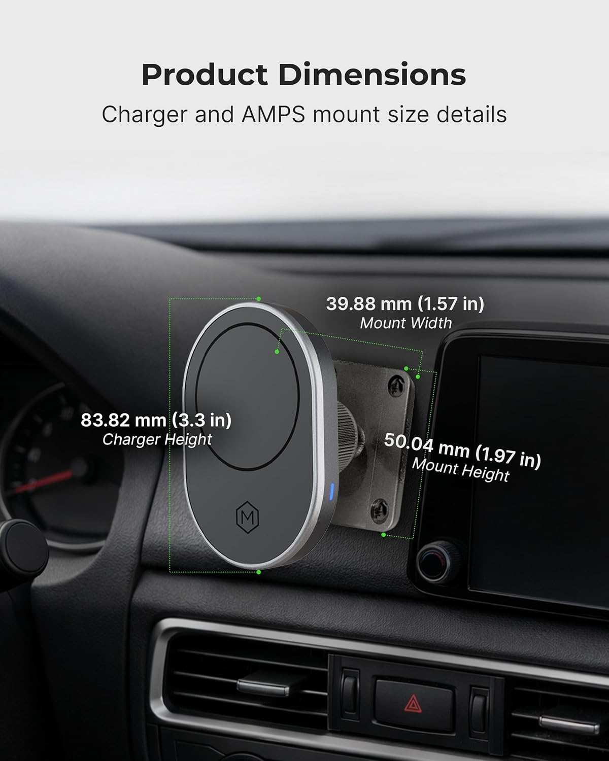 MagSafe 15W Fast Wireless Car Charger AMPS Plate Phone Mount