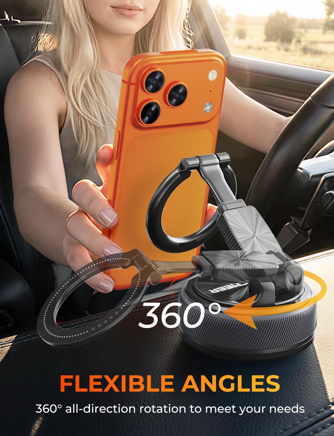 2-in-1 Detachable MagSafe Car Mount, Magnetic Phone Holder for Car