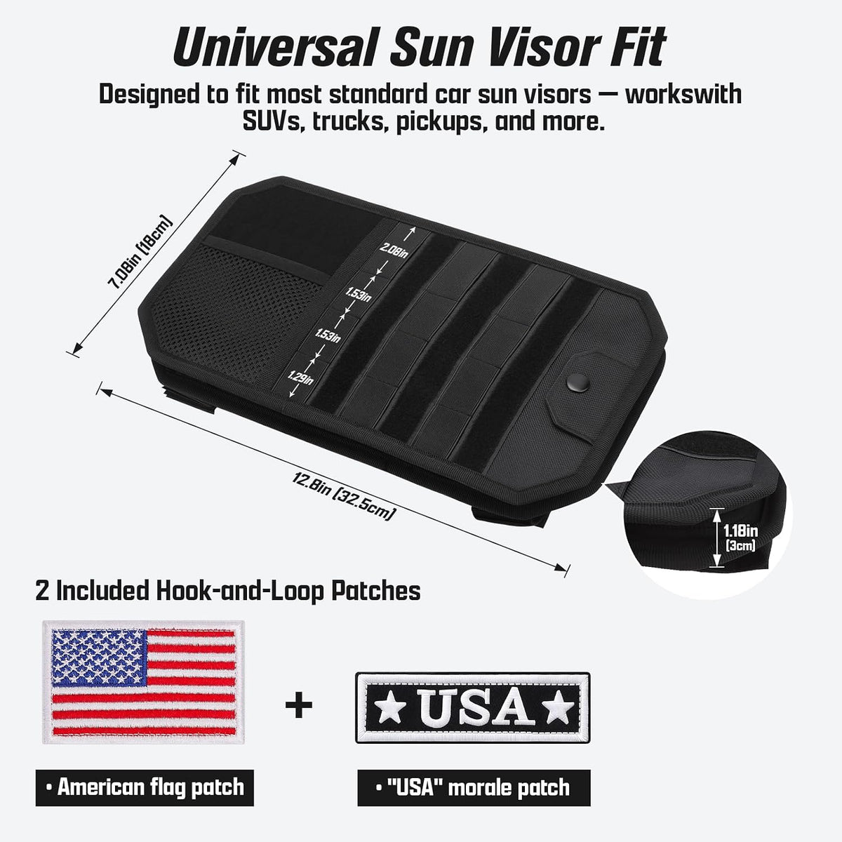 Car Sun Visor Organizer with Sunglasses Holder, 1000D Polyester