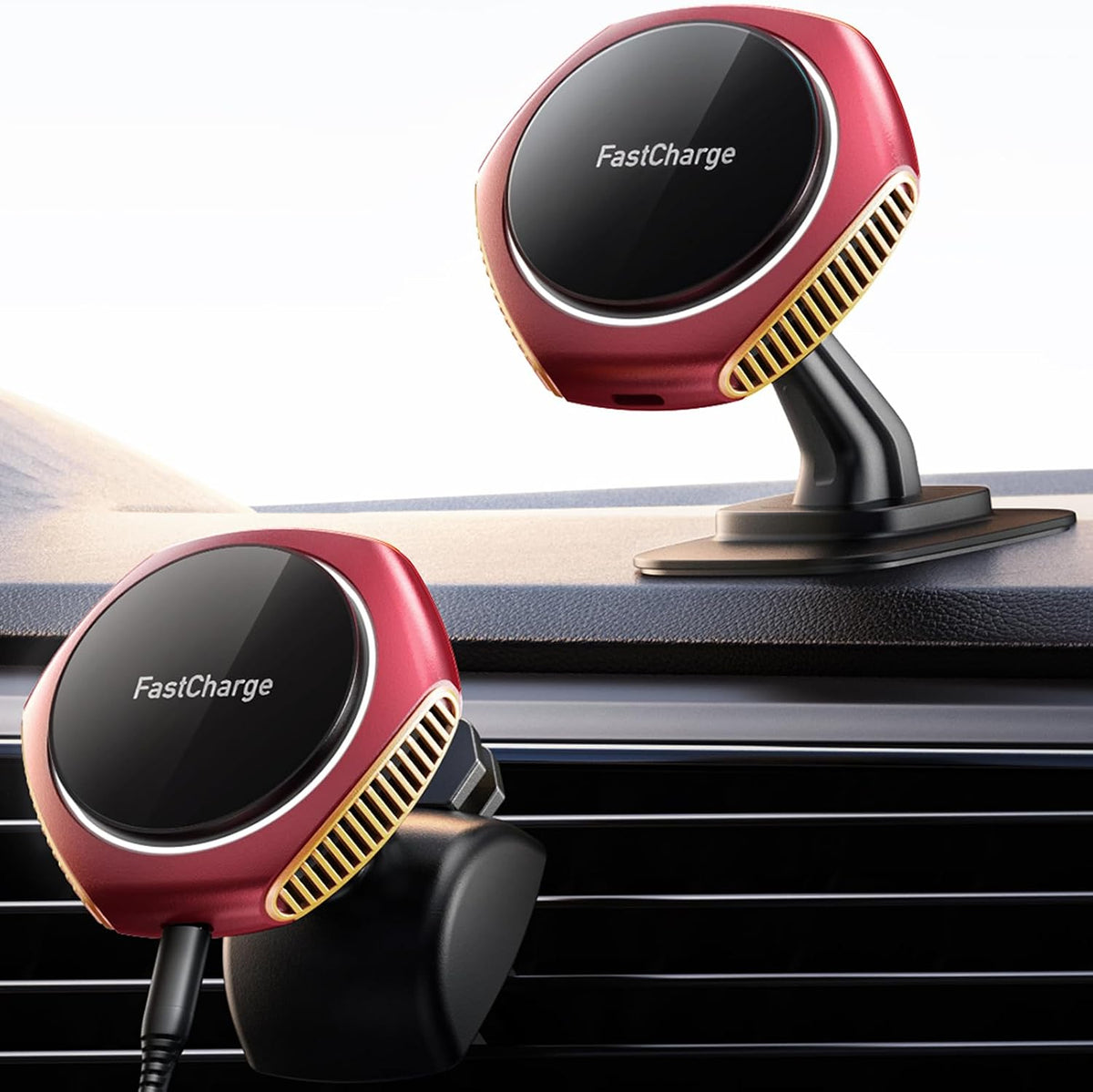 JOYMASS for MagSafe Car Mount Charger, 15W Fast Charging Magnetic Wireless Car Charger Phone Holder Mount Fits iPhone 15 Pro Max Plus 14 13 12 Mini MagSafe Case - Pink