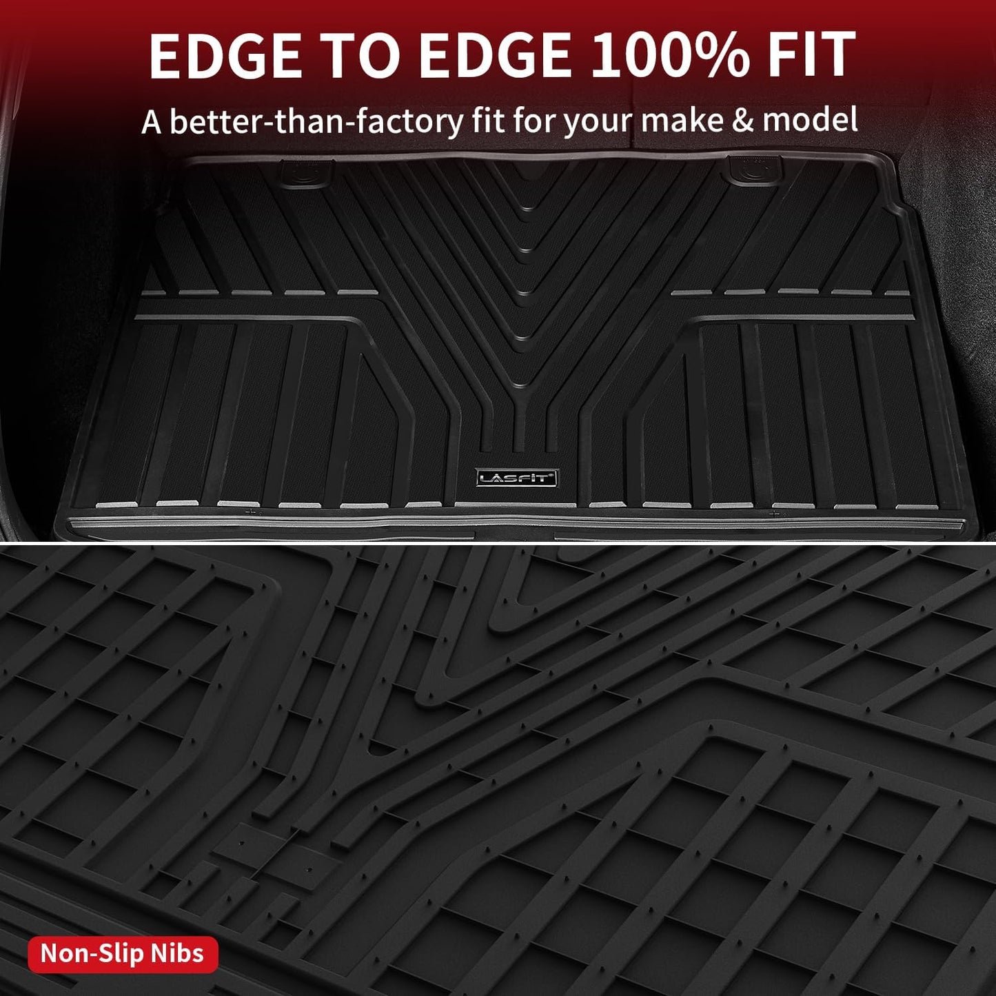 LASFIT Floor Mats and Cargo Liner for Honda CR-V 2026 2025 2024 2023 (Gasoline & Hybrid & e:FCEV), All Weather TPE Car Trunk Mat (Upper Position), 1st & 2nd Row & Trunk Liner Full Set Black