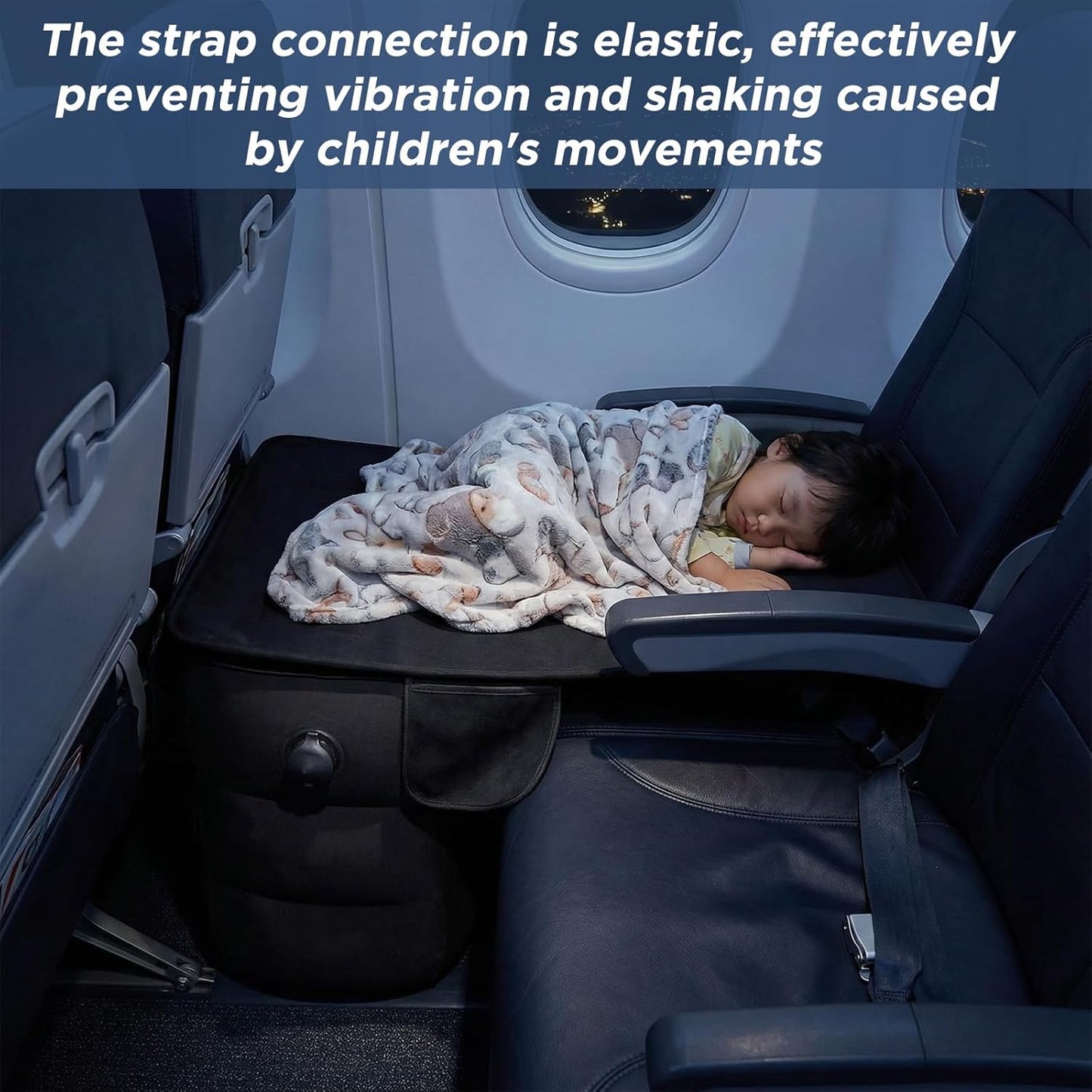 Toddler Airplane Bed | Kids Airplane seat Extender | Easy to Install for ariplane, Train, Cars | Kids Airplane Travel Essentials | Foot Rest Cushion (with Foot Pads)